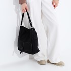 Сумка-тоут на молнии, 3 наружных кармана, цвет чёрный - фото 22230704