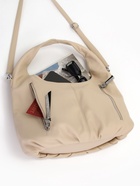 Сумка - мешок женская на молнии, 40×44 см, бежевая - фото 40551171