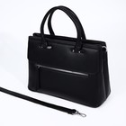 Сумка-тоут на молнии, наружный карман, цвет чёрный - фото 22230946