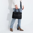 Сумка-тоут на молнии, наружный карман, цвет чёрный - фото 22230948