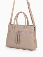 Сумка-тоут на молнии, 2 наружных кармана, цвет бежевый - фото 805534295 Сумка-тоут на молнии, 2 наружных кармана, цвет бежевый - фото 805534295