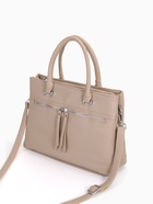 Сумка-тоут на молнии, 2 наружных кармана, цвет бежевый - фото 805534298 Сумка-тоут на молнии, 2 наружных кармана, цвет бежевый - фото 805534298