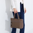 Сумка-тоут на молнии, 2 наружных кармана, цвет светло-коричневый - фото 22231234