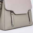 Сумка-мессенджер на магнитах, наружный карман, длинный ремень, цвет хаки/бежевый - фото 22231270