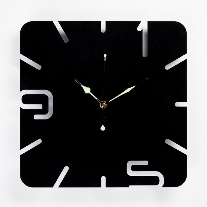 Часы настенные из металла "Минимализм", плавный ход, 37 х 37 см, светящиеся - фото 1906277423