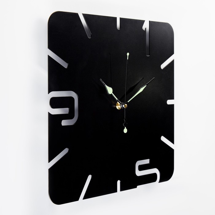 Часы настенные из металла "Минимализм", плавный ход, 37 х 37 см, светящиеся - фото 1906277424