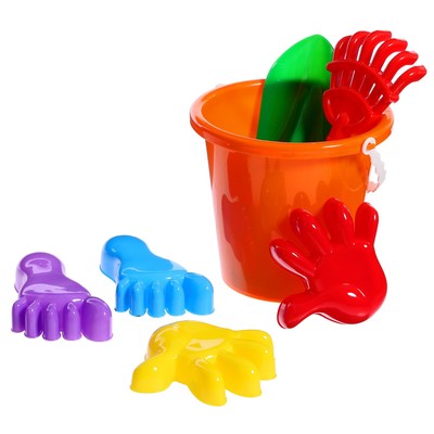 Набор игрушек для песочницы, 7 предметов: ведро, совок, грабли, 4 формочки, МИКС