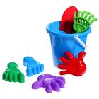 Набор игрушек для песочницы, 7 предметов: ведро, совок, грабли, 4 формочки, МИКС - Фото 3