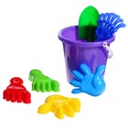 Набор игрушек для песочницы, 7 предметов: ведро, совок, грабли, 4 формочки, МИКС - Фото 4