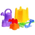 Набор игрушек для песочницы, 7 предметов: ведро, совок, грабли, 3 формочки, лейка, МИКС - Фото 3