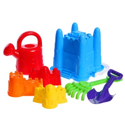 Набор игрушек для песочницы, 7 предметов: ведро, совок, грабли, 3 формочки, лейка
