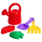 Набор игрушек для песочницы, 5 предметов: совок, грабли, 2 формочки, лейка - фото 24580136