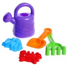 Набор игрушек для песочницы, 5 предметов: совок, грабли, 2 формочки, лейка - фото 24580137