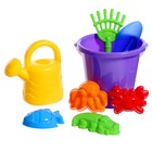 Набор игрушек для песочницы, 8 предметов: ведро, совок, грабли, 4 формочки, лейка - Фото 3