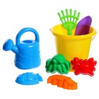 Набор игрушек для песочницы, 8 предметов: ведро, совок, грабли, 4 формочки, лейка - Фото 4
