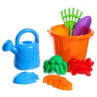 Набор игрушек для песочницы, 8 предметов: ведро, совок, грабли, 4 формочки, лейка - Фото 5