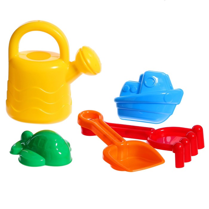 Набор для игры в песке №33: совок, грабли, 2 формочки, лейка 63007