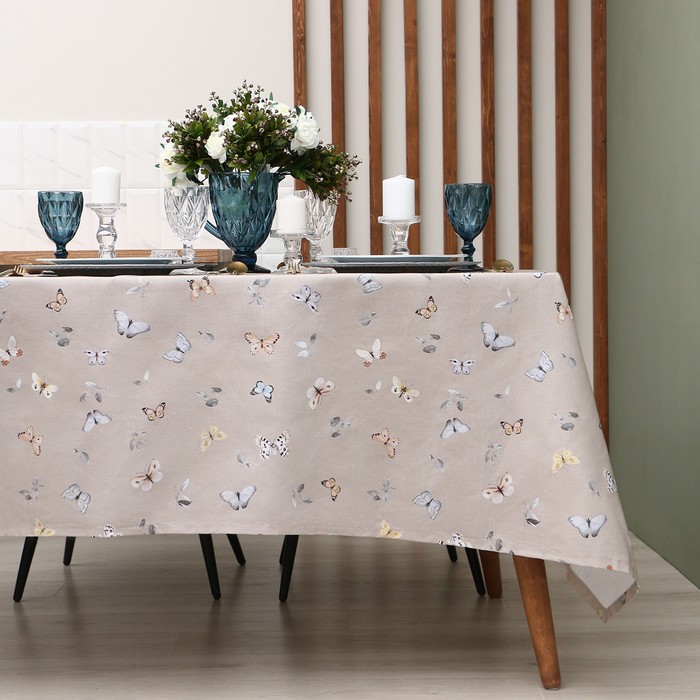 Скатерть Этель Butterflies 146×250 см, 100% хлопок, рогожка 186 г/м² - Фото 1