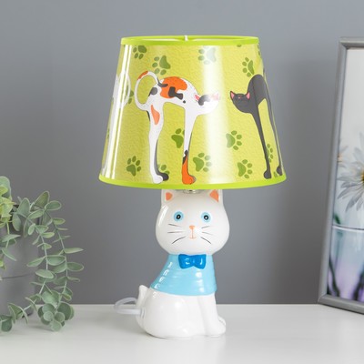 Настольная лампа с абажуром RISALUX «Котенок», Е14, 15 Вт, белый, 20×20×32 см