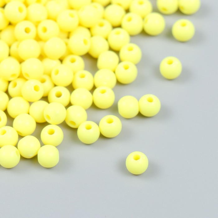 Бусины пластик "Светло-жёлтые" глянец набор 25 гр d=0,6 см - Фото 1