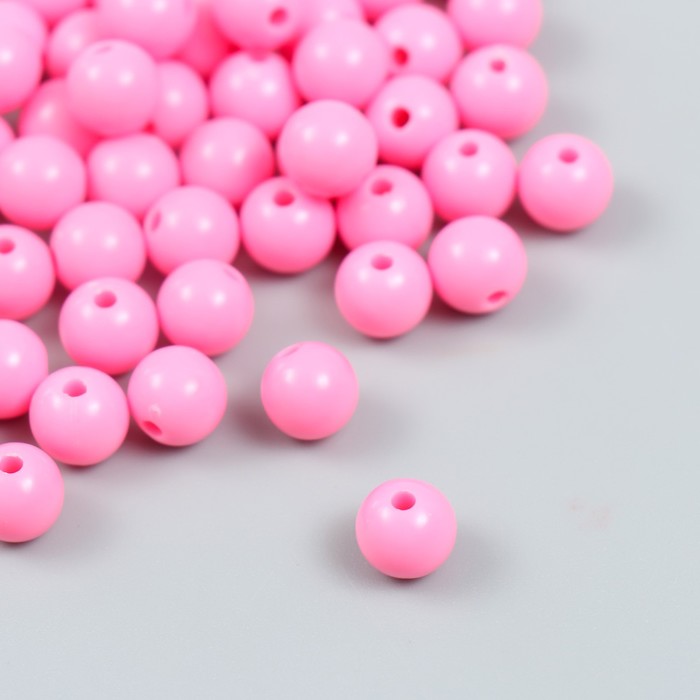 Бусины пластик "Ярко-розовые" глянец набор 25 гр d=0,8 см - Фото 1