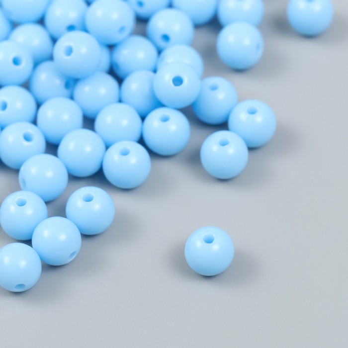 Бусины пластик "Яркие голубые" глянец набор 25 гр d=0,8 см - Фото 1