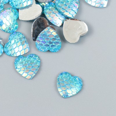 Декор для творчества пластик "Чешуя синяя - сердечко" 1,2х1,2 см
