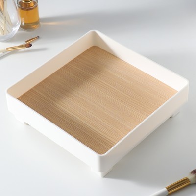 Подставка для мелочей пластик «Квадрат», белая, 24.8×24.8×7.2 см
