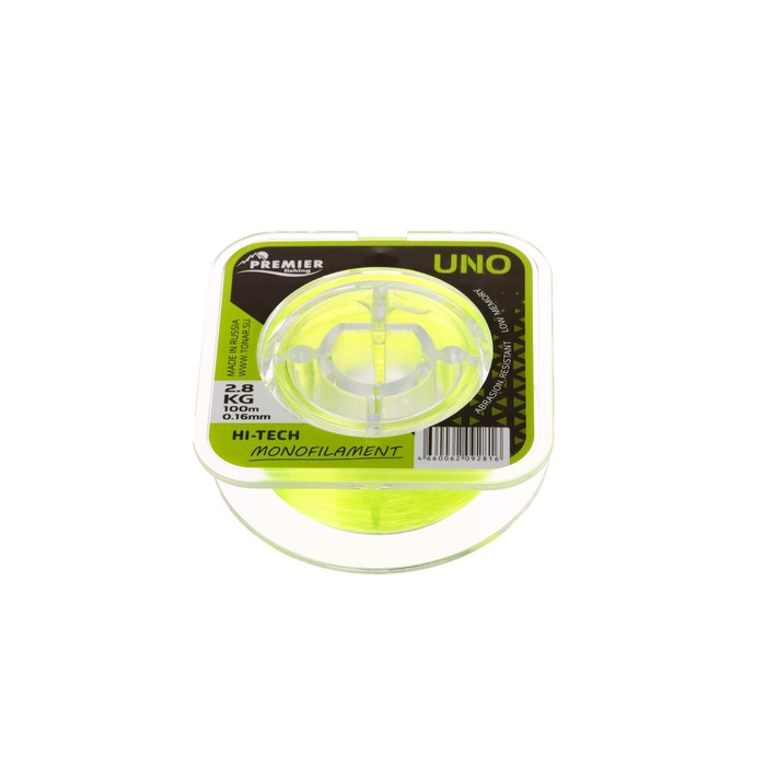 Леска Preмier Fishing UNO, диаметр 0.16 мм, тест 2.8 кг, 100 м, флуоресцентная желтая - Фото 1