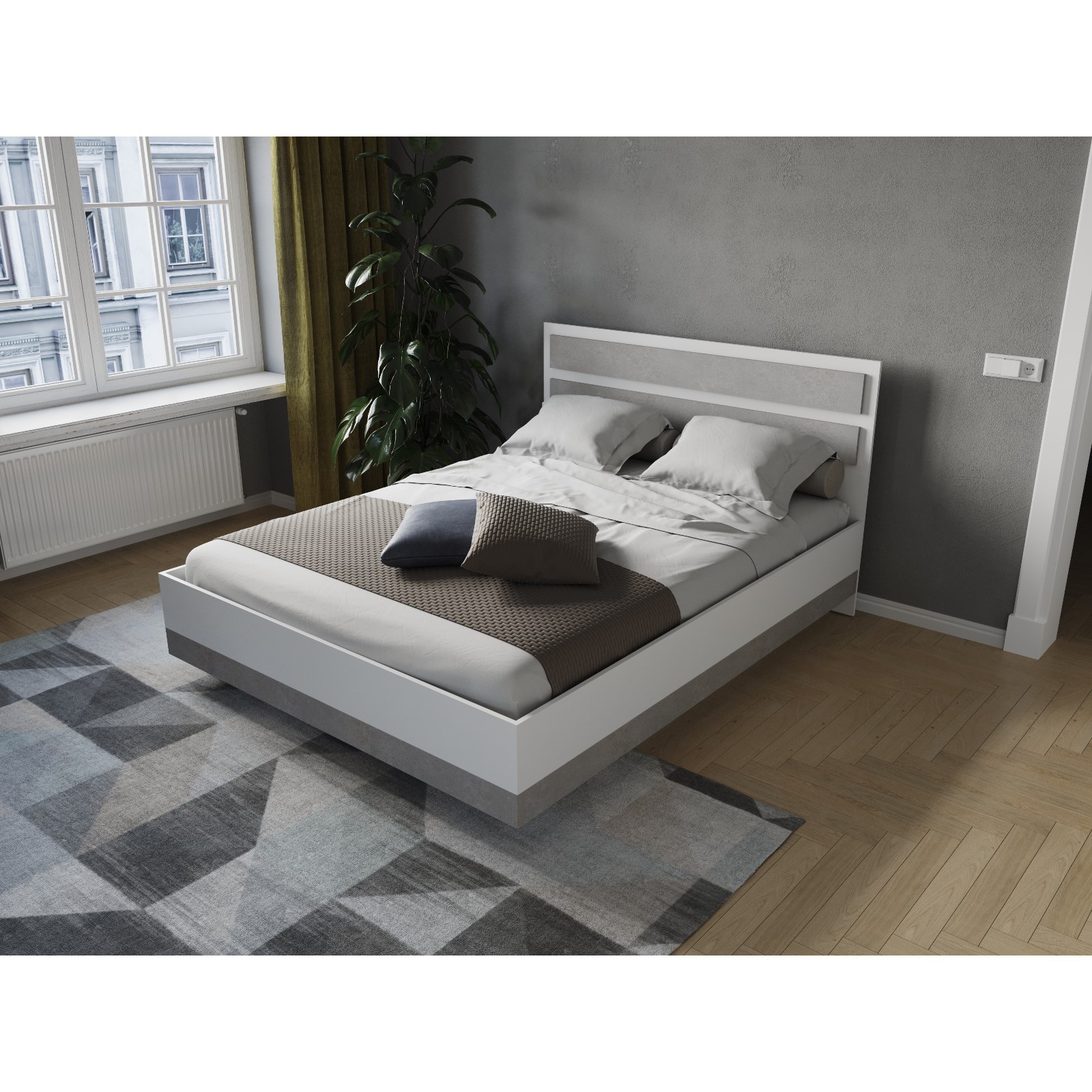 Кровать парящая "Мечта", с/м 1600х2000, Белый/Бетон (9613025) - Купить ...