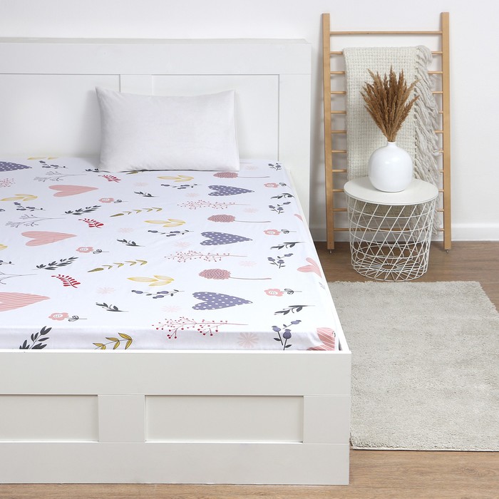 Простыня на резинке 2-спальная «Этель» Flower garden, 180×200+25, бязь - Фото 1