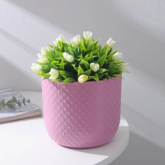 Кашпо со вставкой «Клевер», 3,2 л, d=17,5 см, h=16 см, цвет пионовый - Фото 1