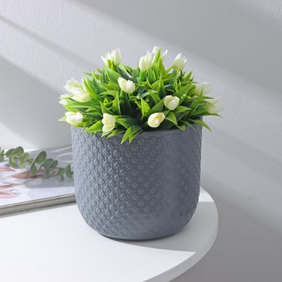 Кашпо со вставкой «Клевер», 3,2 л, d=17,5 см, h=16 см, цвет антрацит