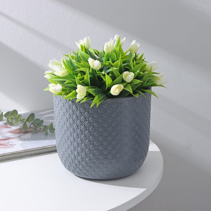 Кашпо со вставкой «Клевер», 3,2 л, d=17,5 см, h=16 см, цвет антрацит - Фото 1