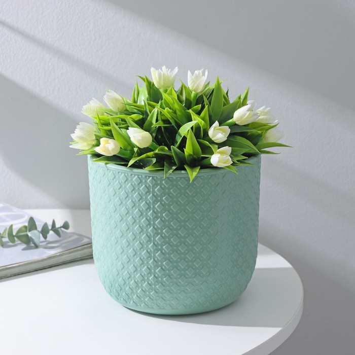 Кашпо со вставкой «Клевер», 3,2 л, d=17,5 см, h=16 см, цвет нефритовый - Фото 1