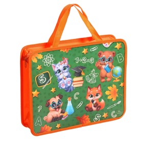 Папка для труда, А4, пластиковая, 33×26×7.5 см «Зверята»