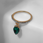 Кольцо «Брелок» капелька, цвет изумрудный в золоте, размер 16 - Фото 2