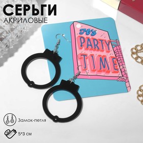 Серьги акрил "Наручники", цвет чёрный в серебре