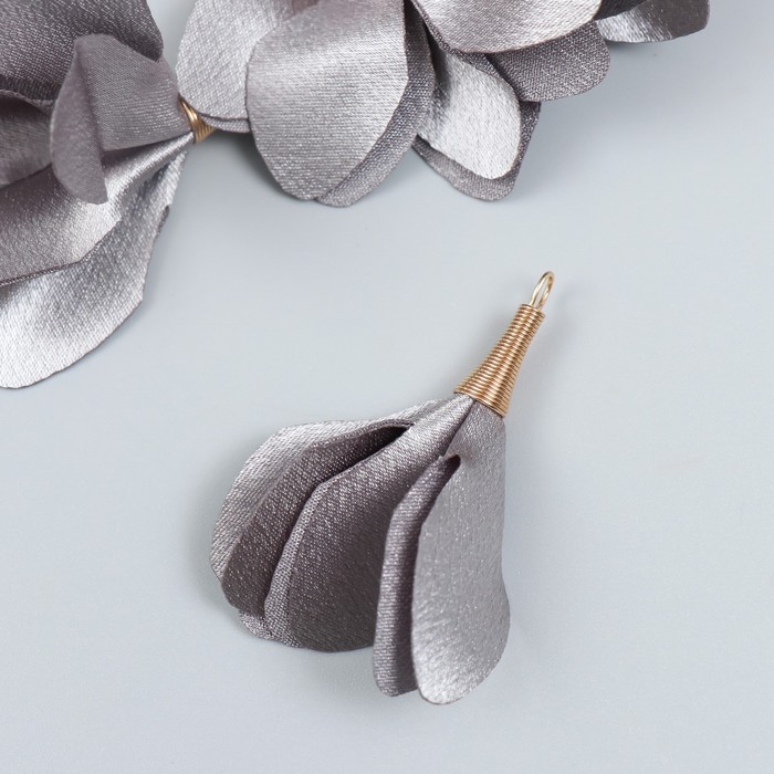 Декор для творчества текстиль "Бутон, благородный серый" набор 6 шт 6 см - Фото 1