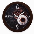 Часы настенные, серия: Интерьер, "Чашка кофе", плавный ход, d-29 см, коричневый - фото 2147873