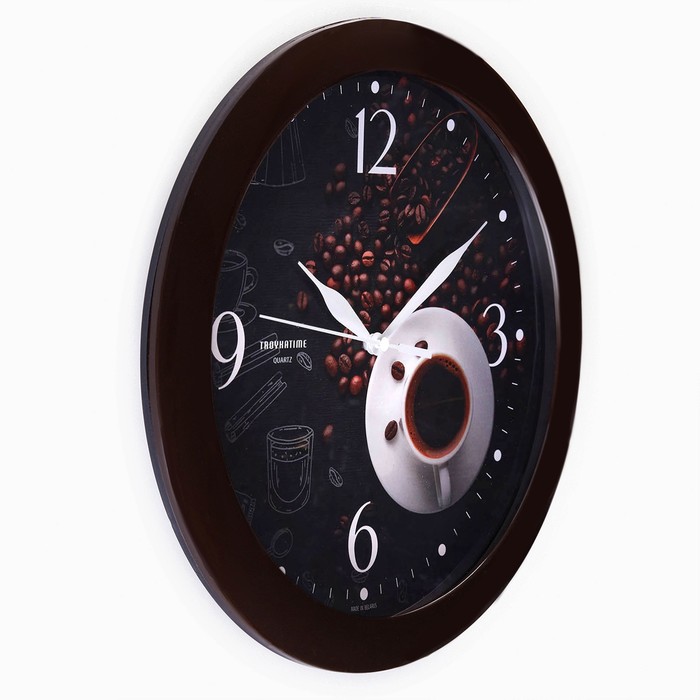 Часы настенные, серия: Интерьер, "Чашка кофе", плавный ход, d-29 см, коричневый - фото 1906278451