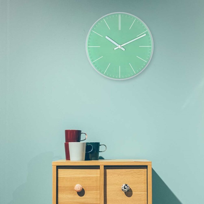 Часы настенные, серия: Интерьер, плавный ход, d-30 см, зеленые - фото 1906278477