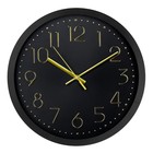 Часы настенные, серия: Классика, плавный ход, d-30.5 см, черные, цифры золото - фото 10507825