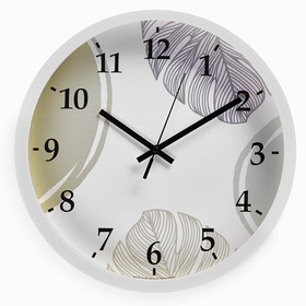Часы настенные, интерьерные "Листья", d-30.5 см, бесшумные