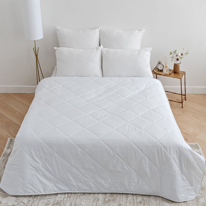 Одеяло облегченное 140×205 см, файбер 100 г/м, микрофибра белая 80 г/м, 100% полиэстер - Фото 1