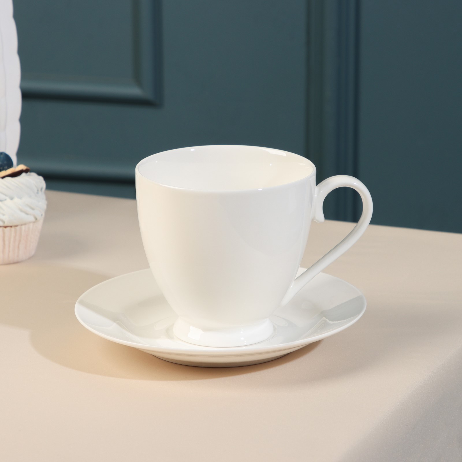 Чайная пара фарфоровая «Barista», 440 мл, белая (9653318) - Купить по ...