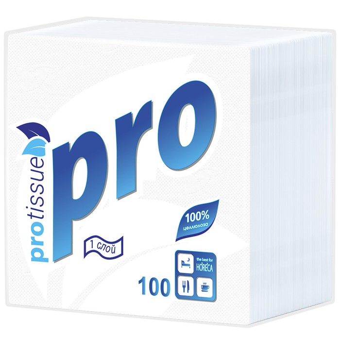 Салфетки бумажные PROtissue С184, Premium, 1-слойные, 24×24 см, 100 штук в упаковке - Фото 1