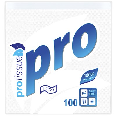 Салфетки бумажные PROtissue С184, Premium, 1-слойные, 24×24 см, 100 штук в упаковке