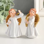 Фигурка полистоун «Праздничный ангел в белом платье», золотые крылья, 5×3.5×7.5 см, МИКС - фото 34496520