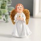 Сувенир полистоун "Праздничный ангел в белом платье" золотые крылья МИКС 5х3,5х7,5 см - Фото 3
